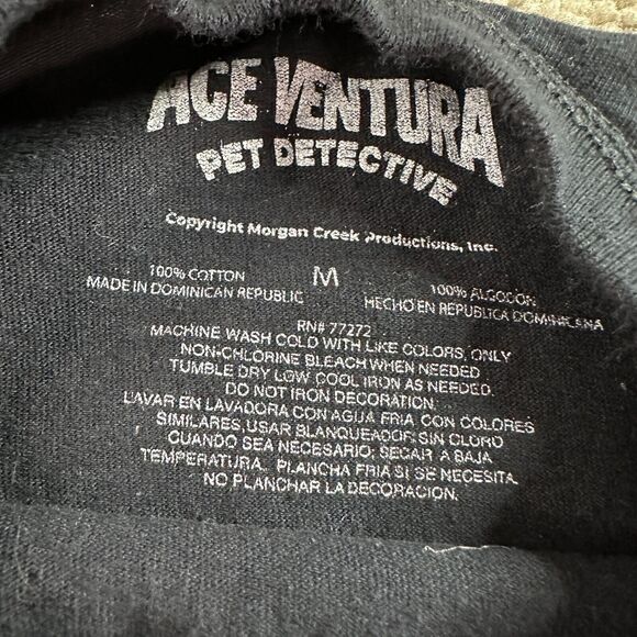 Ace Ventura Pet Detective Shirt Mens Medium Black Jim Carrey Movie Short Sleeve - Picture 4 of 8